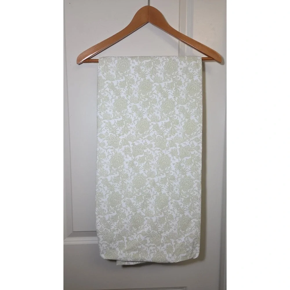 Vtg Lauren Ralph Lauren Jacobean Floral Sage Green 100% Cotton Flat Sheet Queen